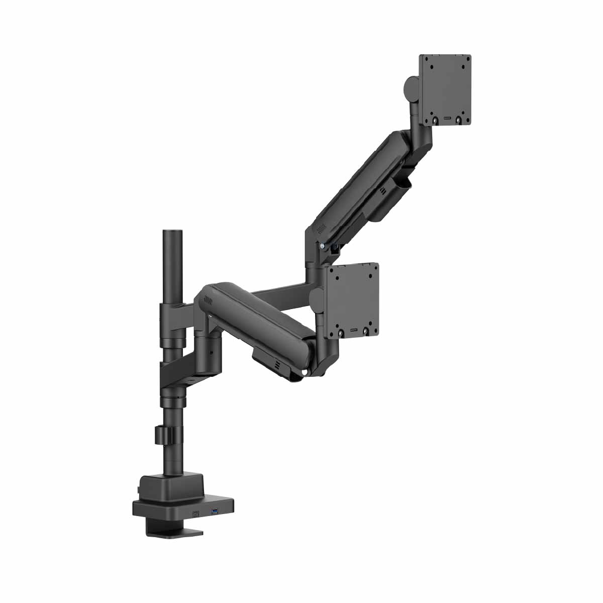 Titan Heavy-Duty Pole-Mounted Gas Spring Dual Monitor Arm with USB-A and USB-C Ports